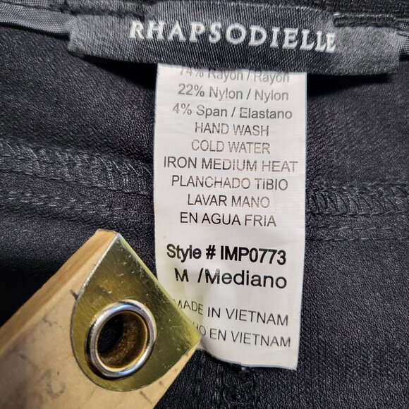 Rhapsodielle Womens Pants Stretch Size Medium Straight Leg Pockets Black 29 X 31 - Picture 3 of 13